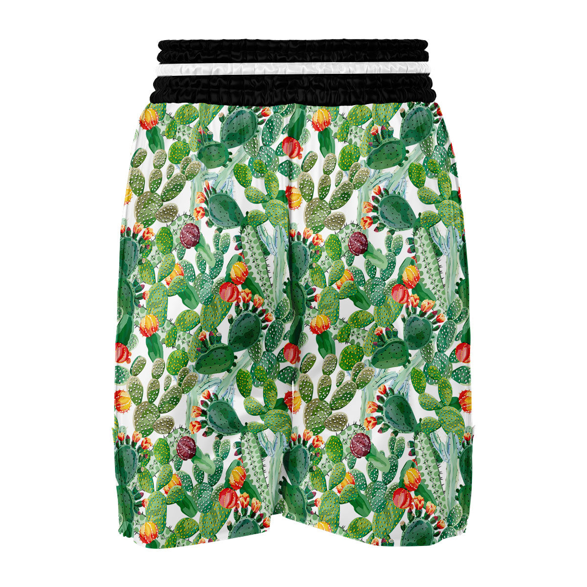 Watercolor Cactus Print Boxing Shorts-grizzshop
