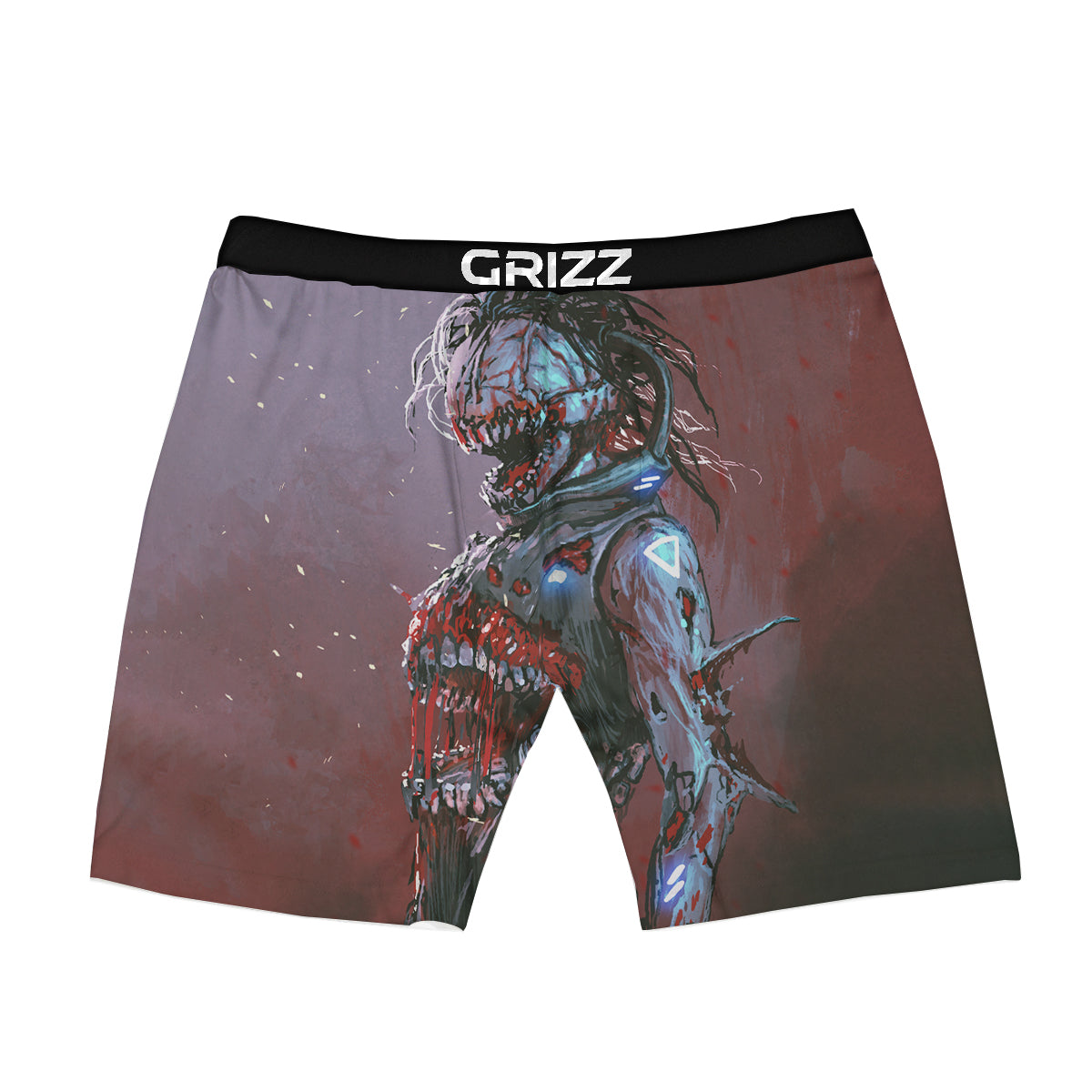 Watercolor Creepy Monsters Open Mouth Print Boxer Briefs-grizzshop