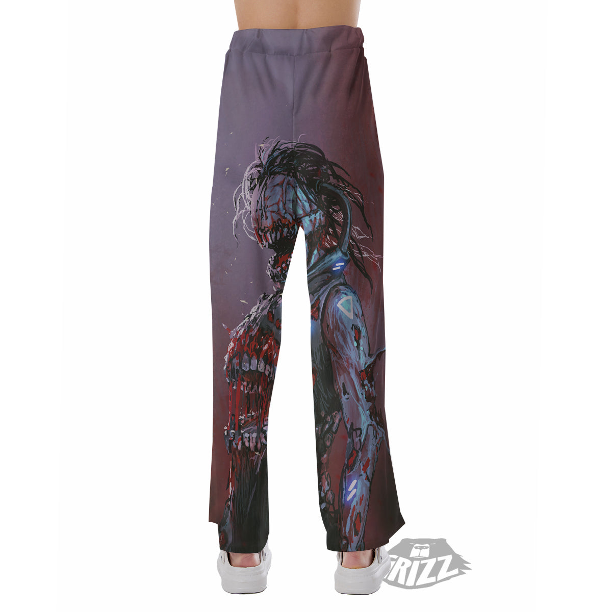 Watercolor Creepy Monsters Open Mouth Print Pajama Pants-grizzshop
