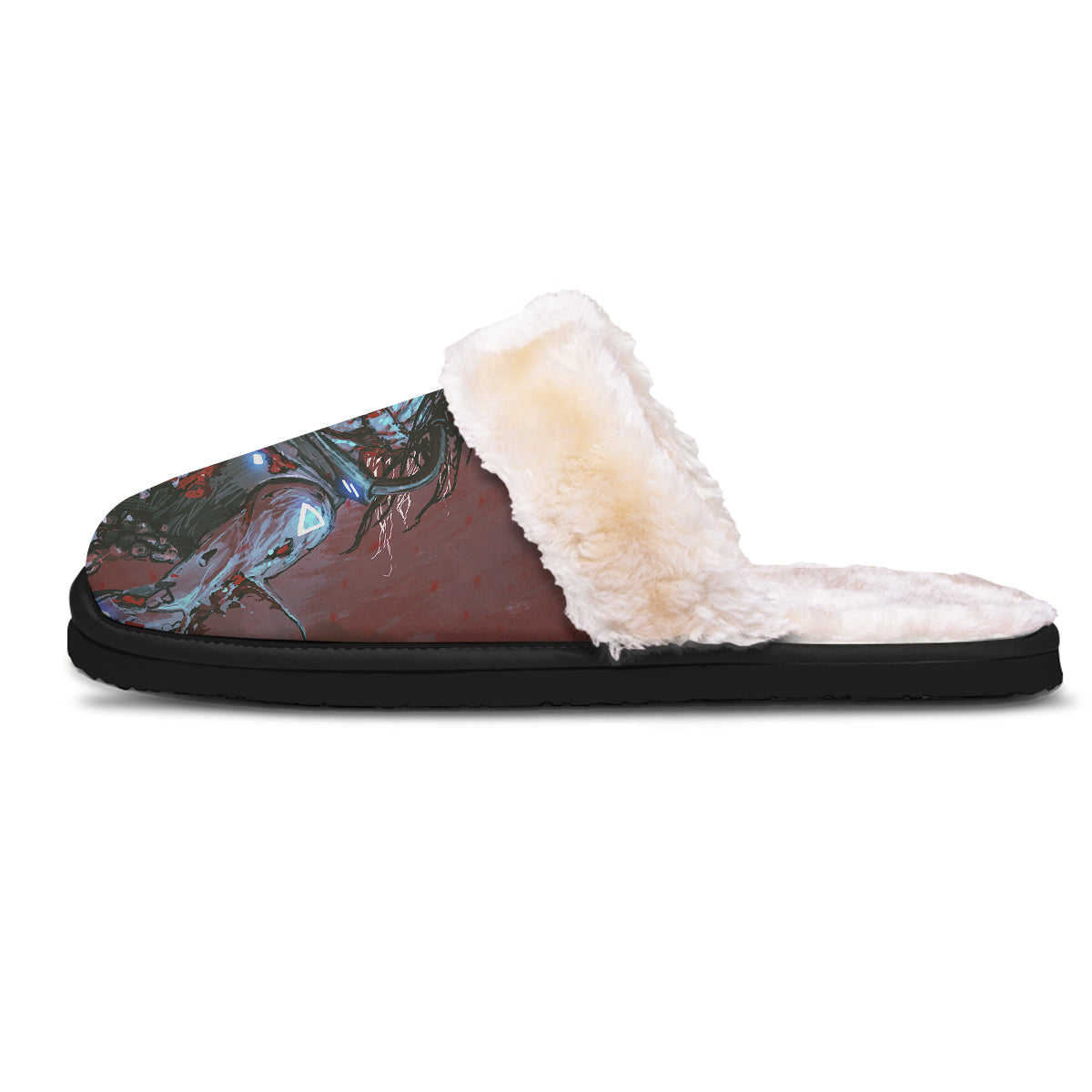 Watercolor Creepy Monsters Open Mouth Print Slippers-grizzshop
