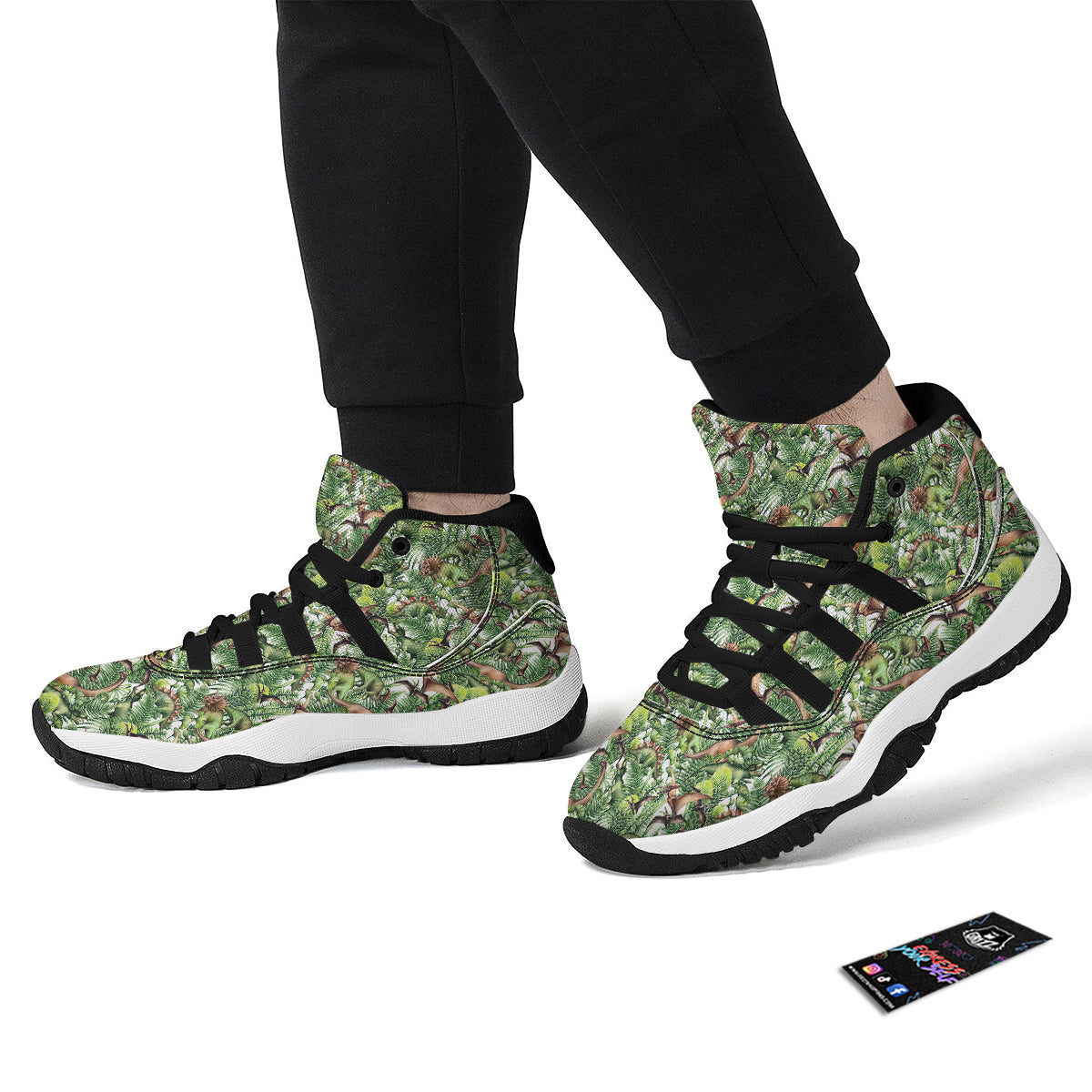 Watercolor Dinosaurs Plants Print Pattern Black Bball Shoes-grizzshop