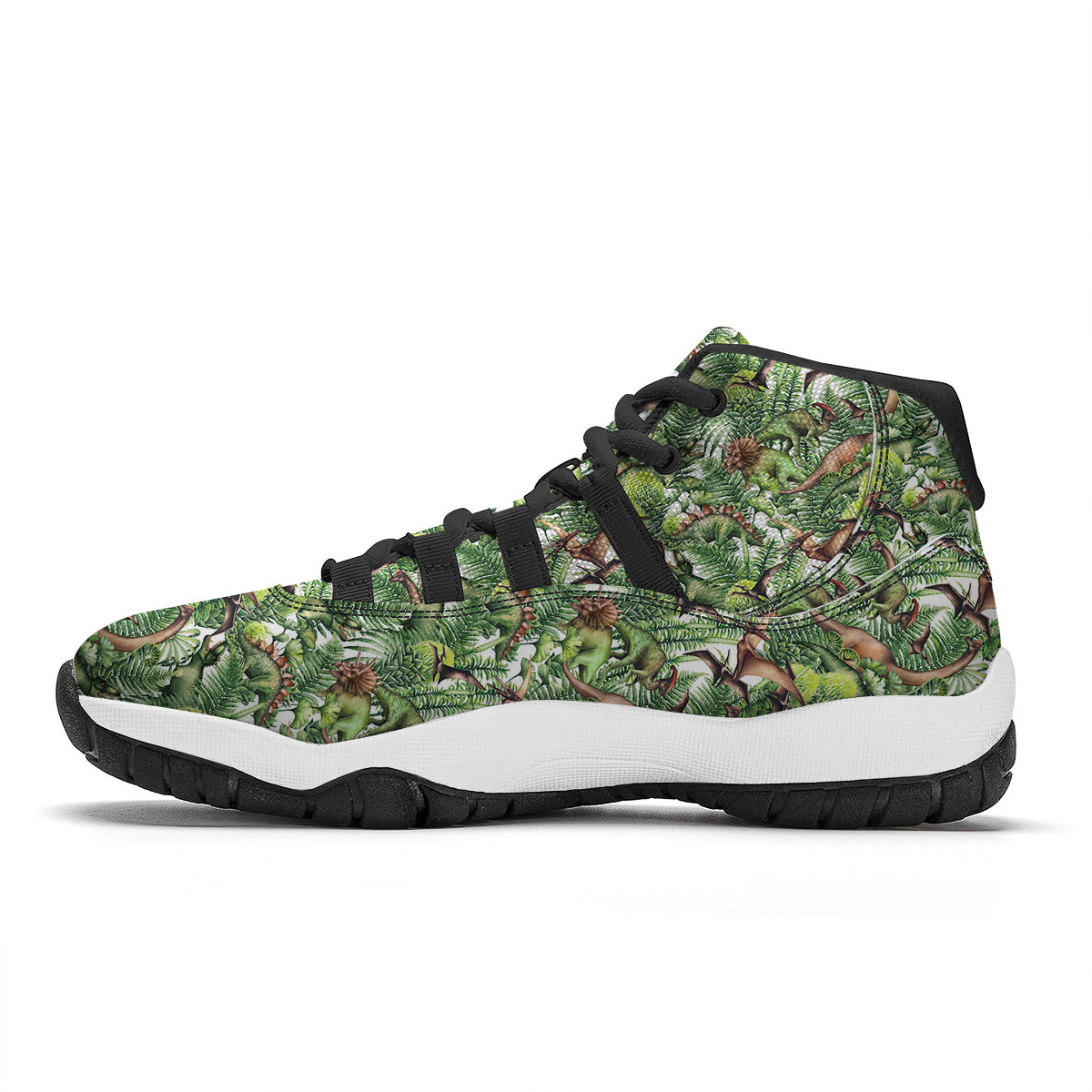 Watercolor Dinosaurs Plants Print Pattern Black Bball Shoes-grizzshop