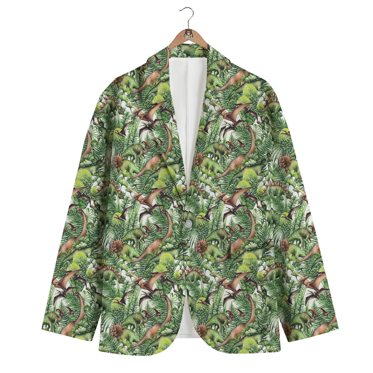 Watercolor Dinosaurs Plants Print Pattern Men's Blazer-grizzshop