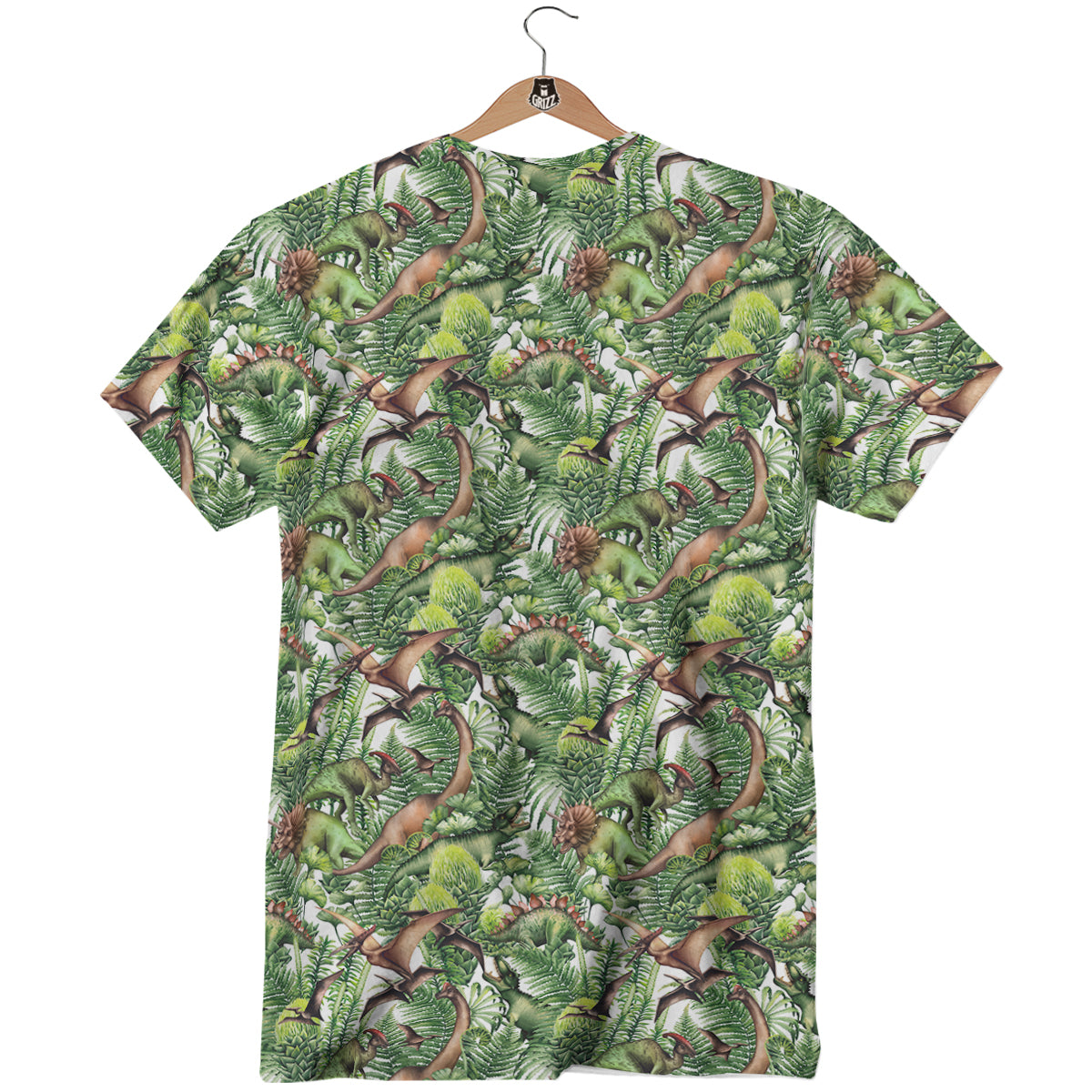 Watercolor Dinosaurs Plants Print Pattern T-Shirt-grizzshop