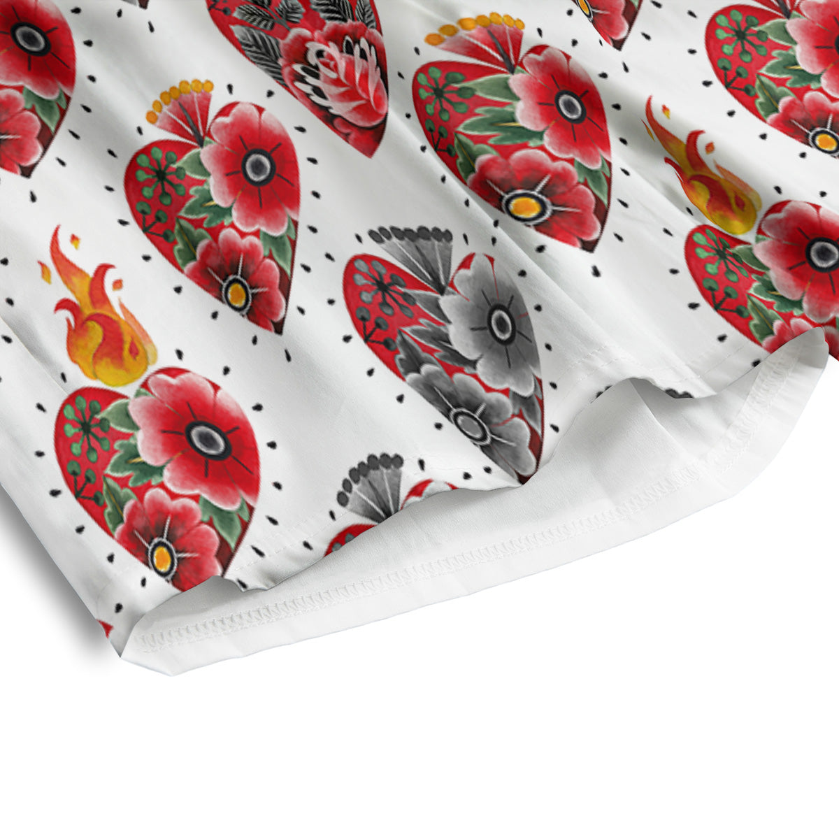 Watercolor Flaming Heart Tattoo Print Pattern Men's Athletic Shorts