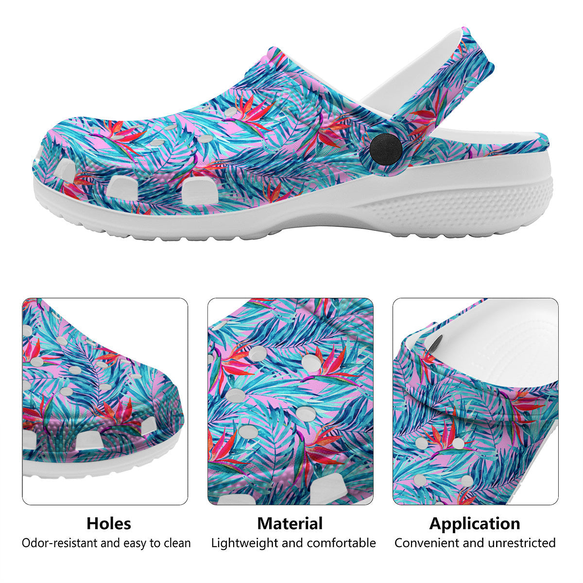 Watercolor Hawaiian Pink And Blue Print Clog-grizzshop