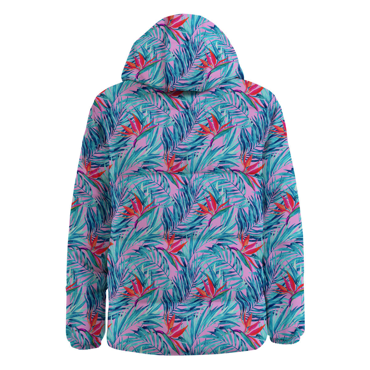 Watercolor Hawaiian Pink And Blue Print Down Jacket-grizzshop