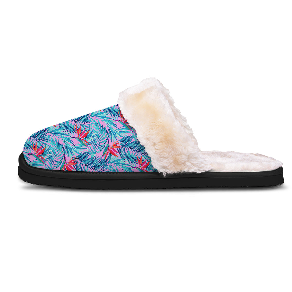 Watercolor Hawaiian Pink And Blue Print Slippers-grizzshop