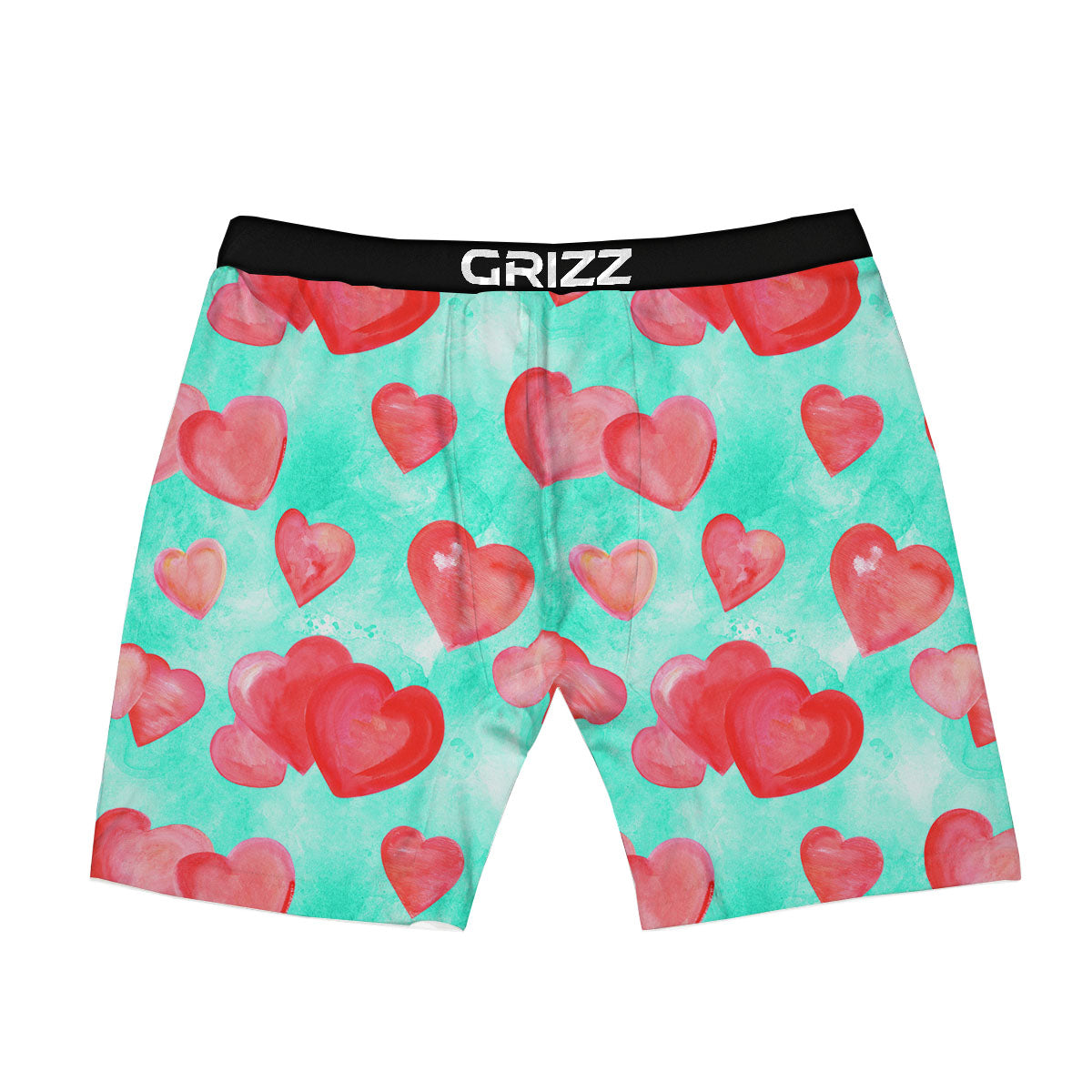 Watercolor Heart Teal And Pink Print Boxer Briefs-grizzshop