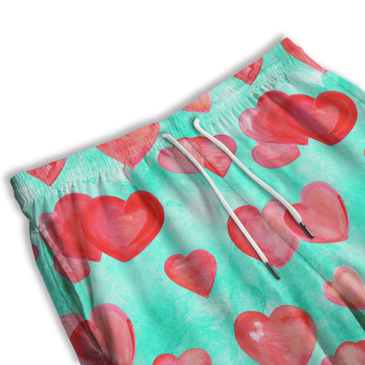 Watercolor Heart Teal And Pink Print Men's Athletic Shorts