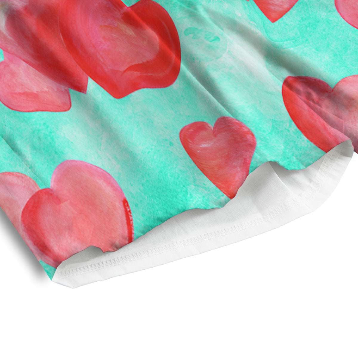 Watercolor Heart Teal And Pink Print Men's Athletic Shorts