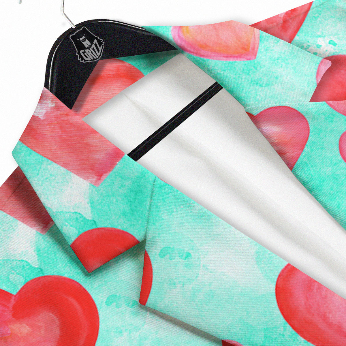 Watercolor Heart Teal And Pink Print Men's Sport Coat-grizzshop