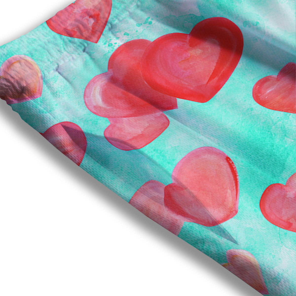 Watercolor Heart Teal And Pink Print Mesh Shorts
