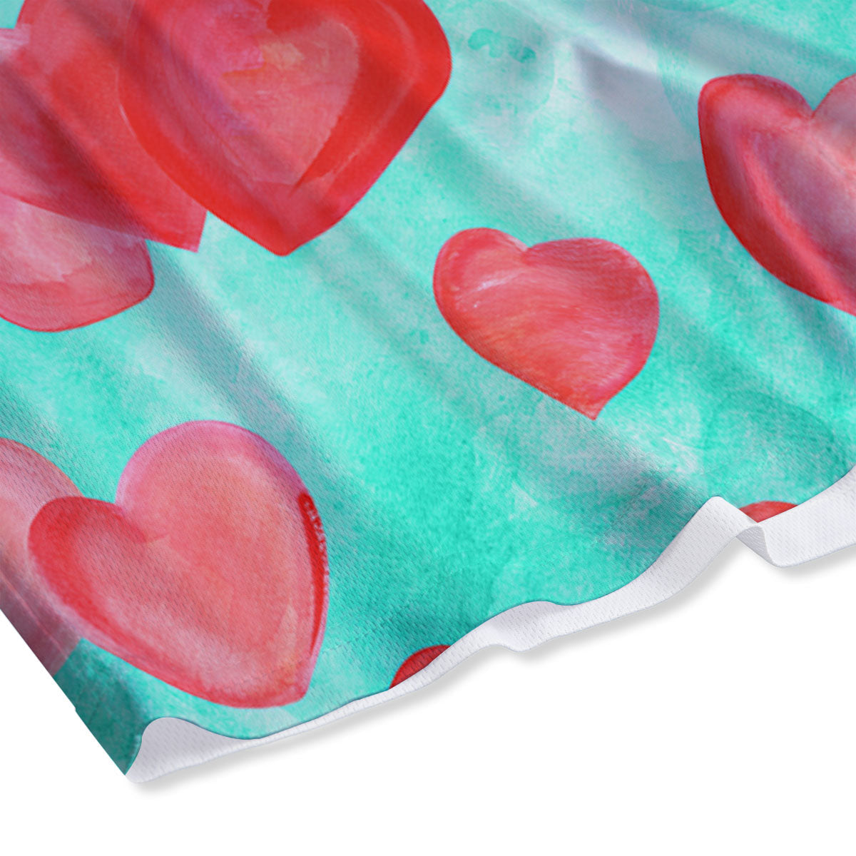 Watercolor Heart Teal And Pink Print Mesh Shorts