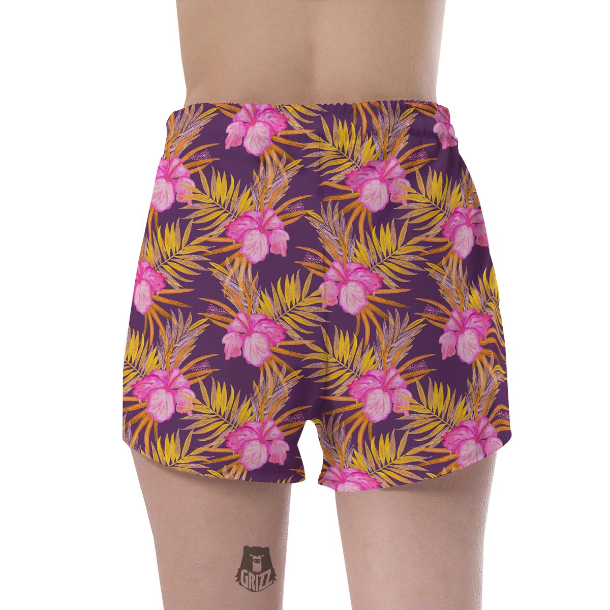 Watercolor Hibiscus Flower Hawaiian Print Women's Shorts-grizzshop