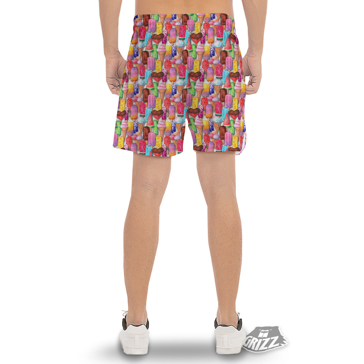 Watercolor Ice Cream Print Pattern Men's Gym Shorts-grizzshop