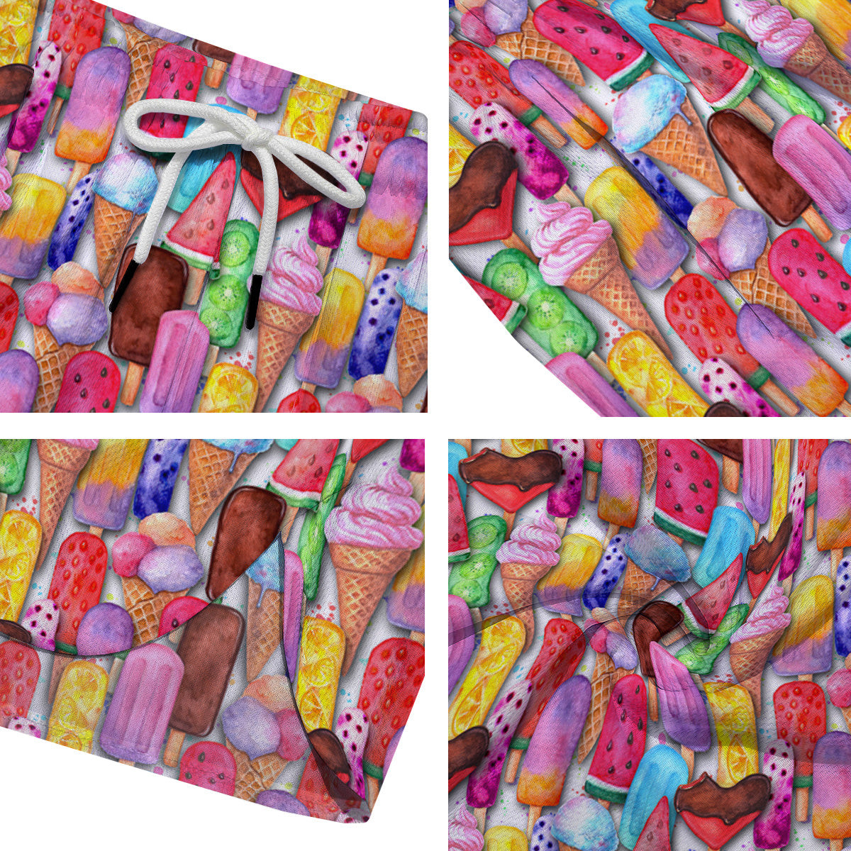 Watercolor Ice Cream Print Pattern Men's Running Shorts-grizzshop