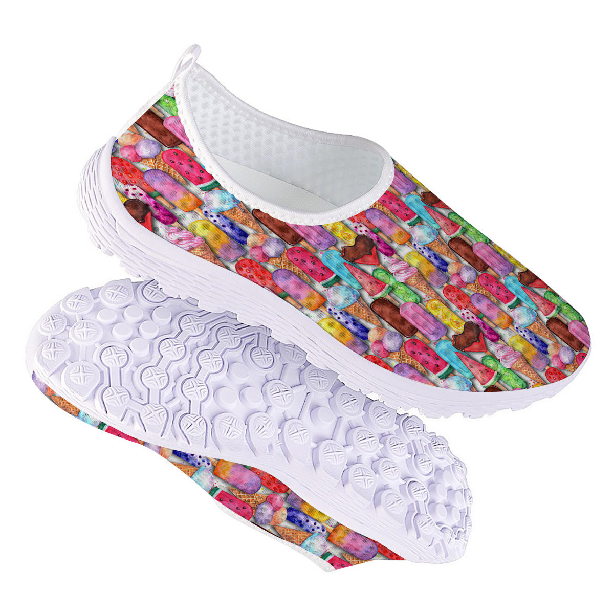 Watercolor Ice Cream Print Pattern Nurse Shoes-grizzshop