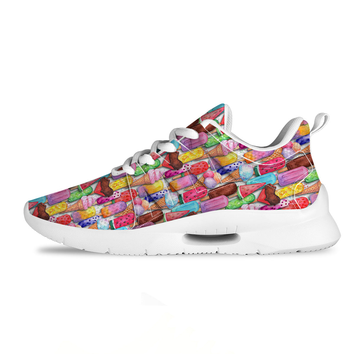 Watercolor Ice Cream Print Pattern Tennis Shoes-grizzshop