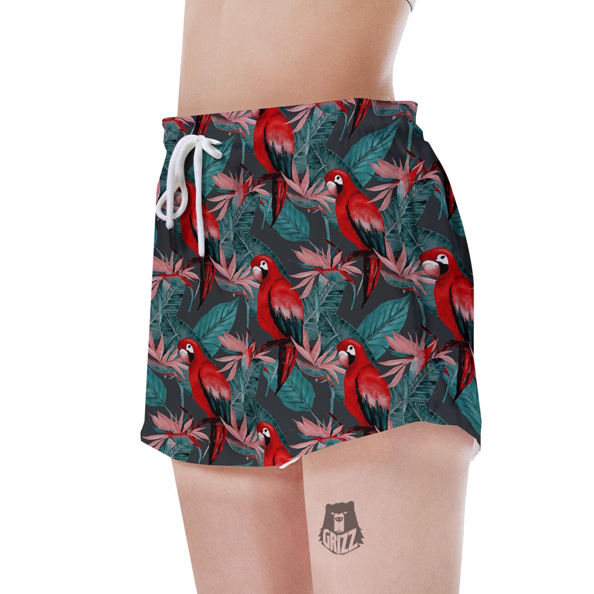 Watercolor Parrot Tropical Print Women's Shorts-grizzshop