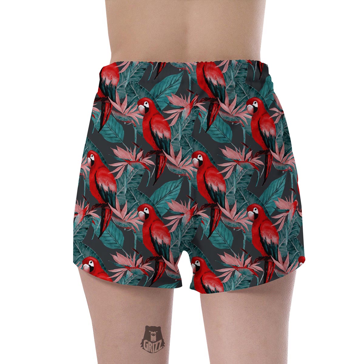 Watercolor Parrot Tropical Print Women's Shorts-grizzshop