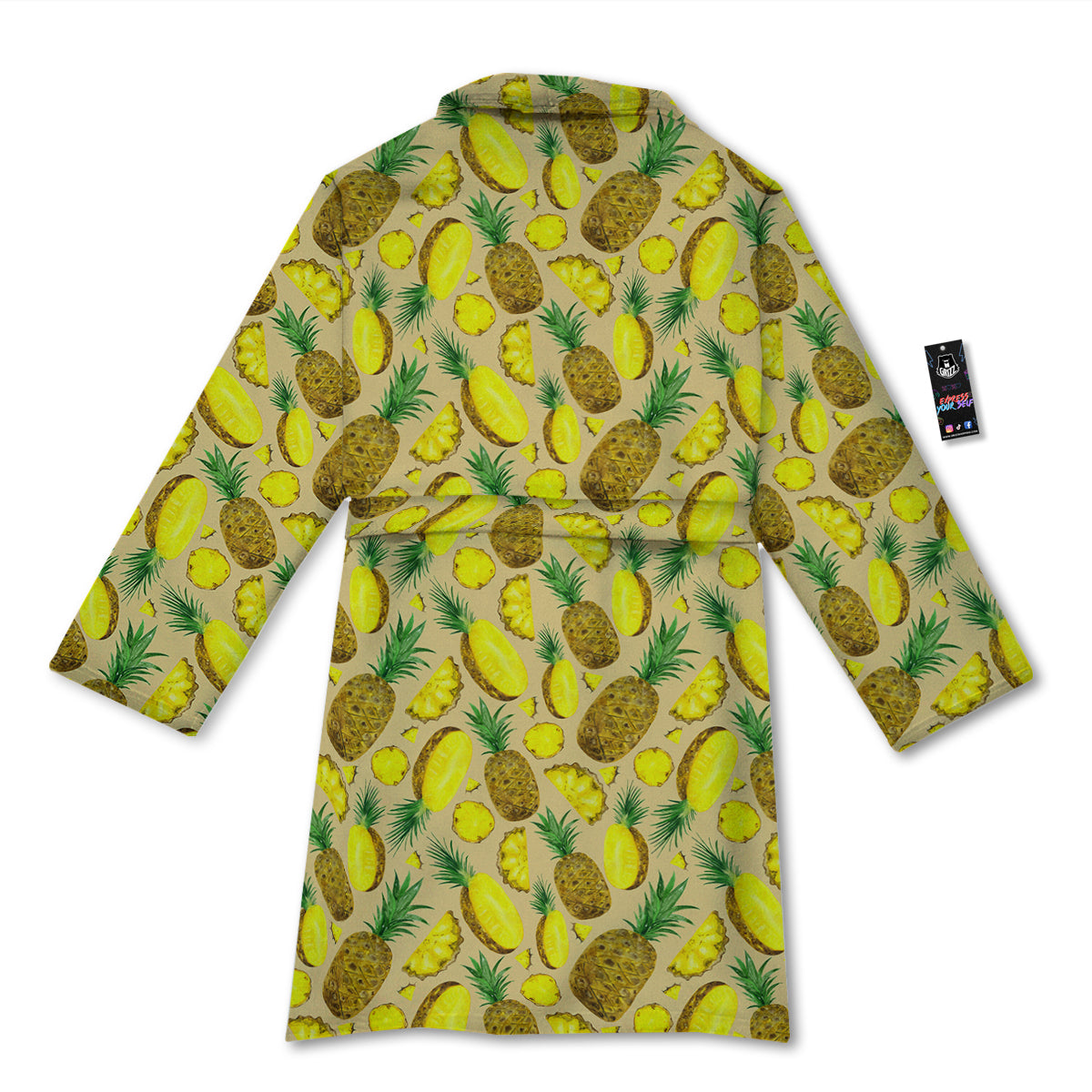 Watercolor Pineapple Beige Print Pattern Bathrobe-grizzshop