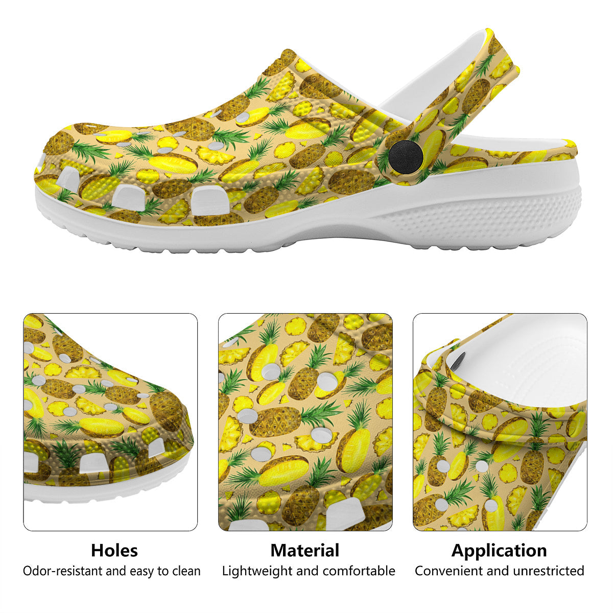 Watercolor Pineapple Beige Print Pattern Clog-grizzshop