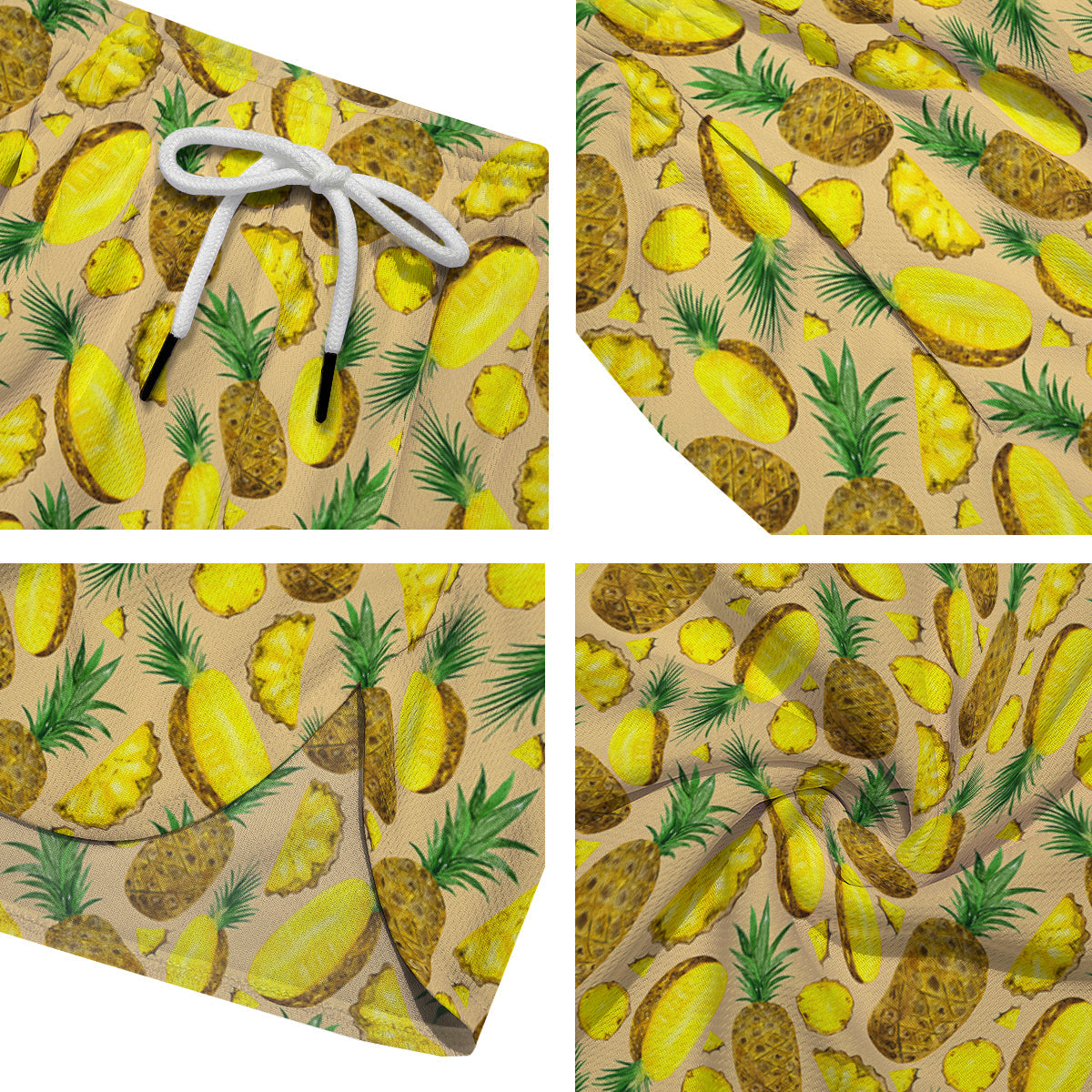 Watercolor Pineapple Beige Print Pattern Men's Running Shorts-grizzshop