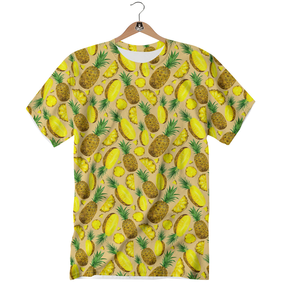 Watercolor Pineapple Beige Print Pattern T-Shirt-grizzshop
