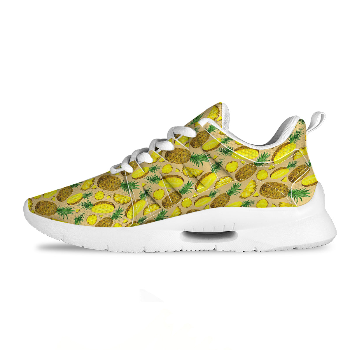 Watercolor Pineapple Beige Print Pattern Tennis Shoes-grizzshop