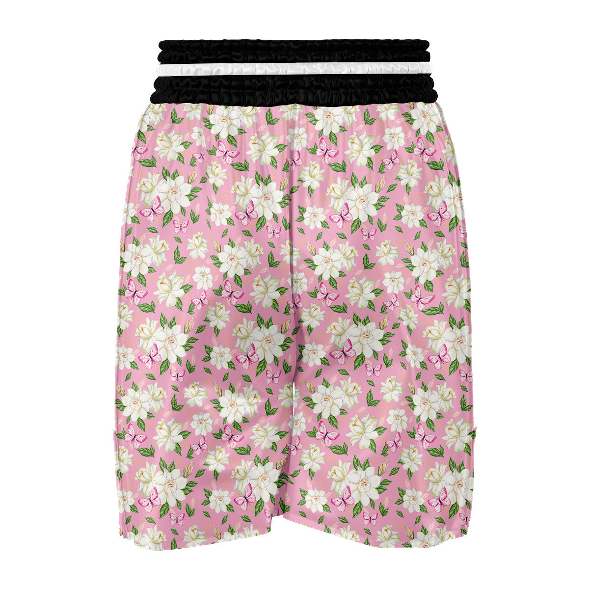 Watercolor Pink Gardenia Print Pattern Boxing Shorts-grizzshop
