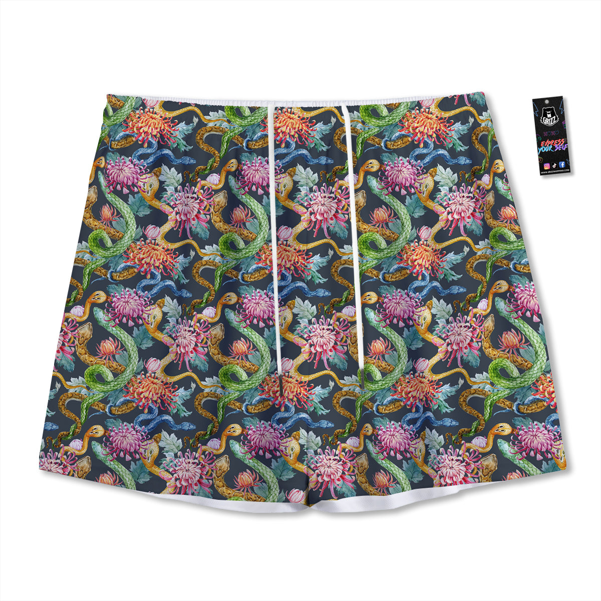 Volcano Erupt Print Mesh Shorts