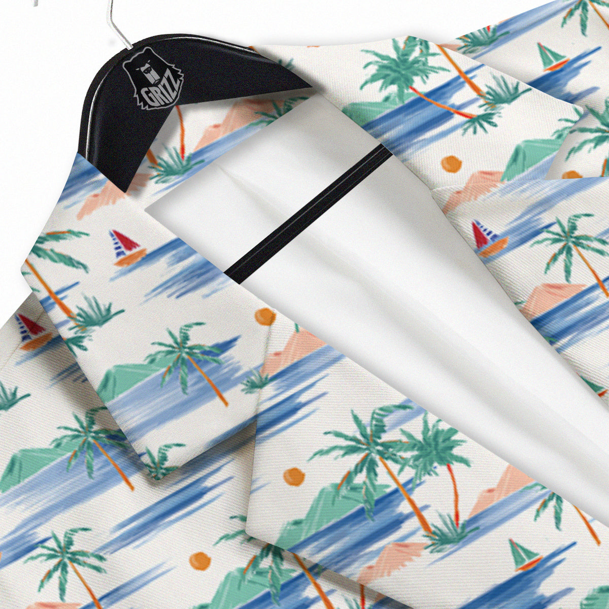 Watercolor Summer Island Palm Tree Print Pattern Men's Sport Coat-grizzshop