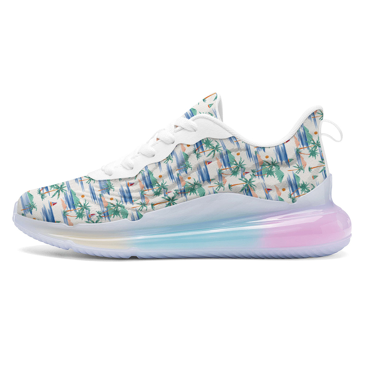 Watercolor Summer Island Palm Tree Print Pattern Running Sneakers-grizzshop