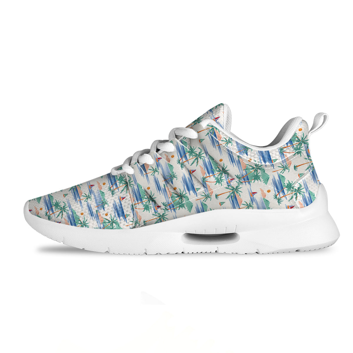 Watercolor Summer Island Palm Tree Print Pattern Tennis Shoes-grizzshop