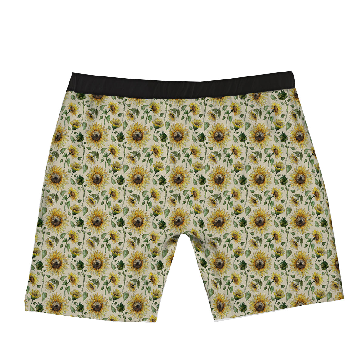 Watercolor Sunflower Beige Print Pattern Boxer Briefs-grizzshop