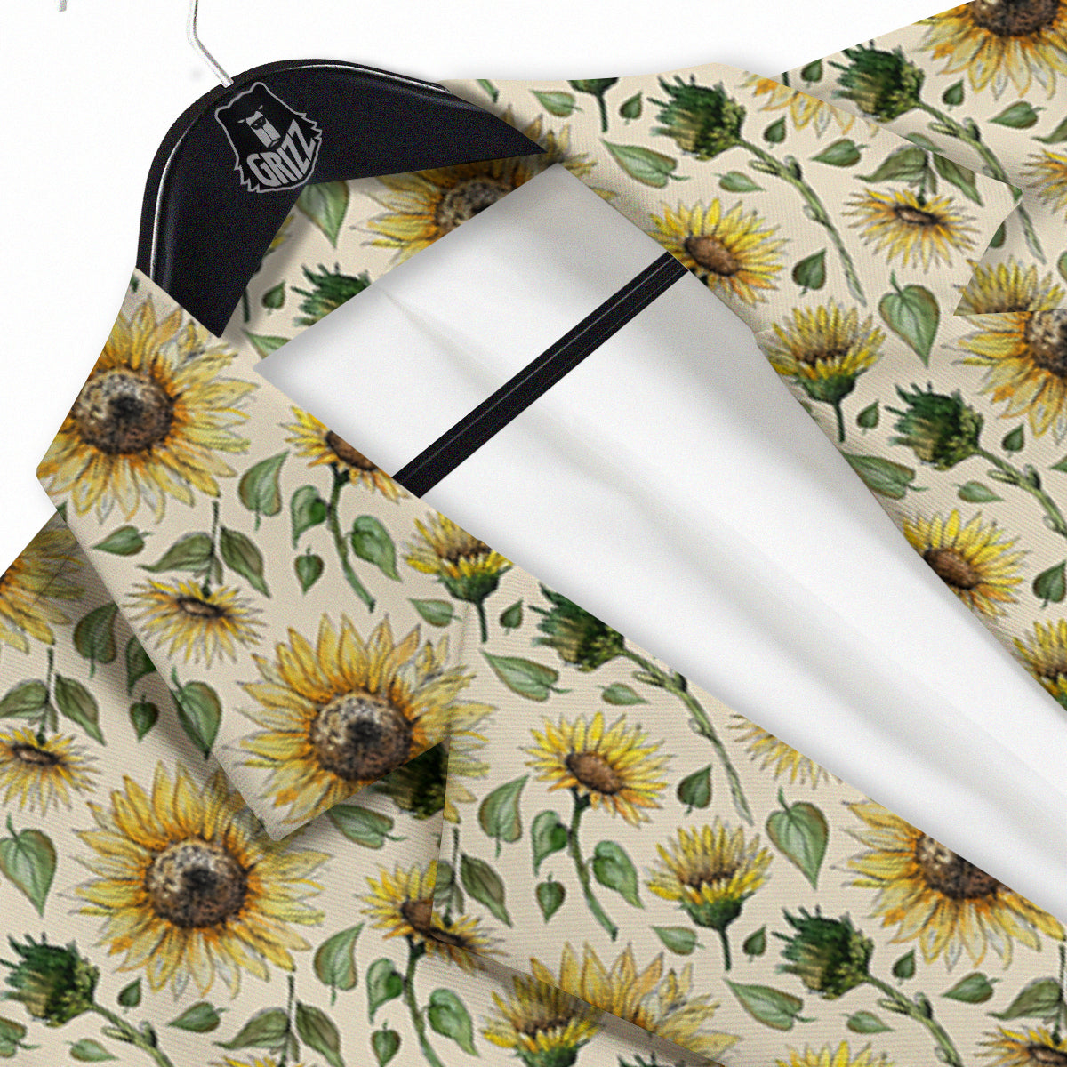 Watercolor Sunflower Beige Print Pattern Men's Sport Coat-grizzshop
