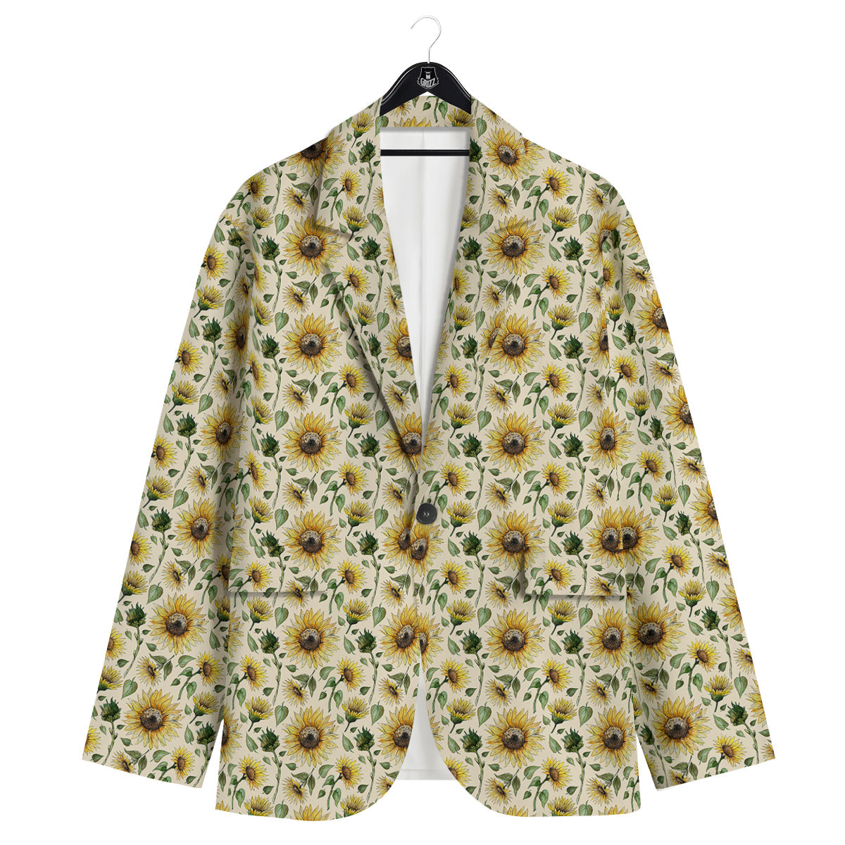 Watercolor Sunflower Beige Print Pattern Men's Sport Coat-grizzshop