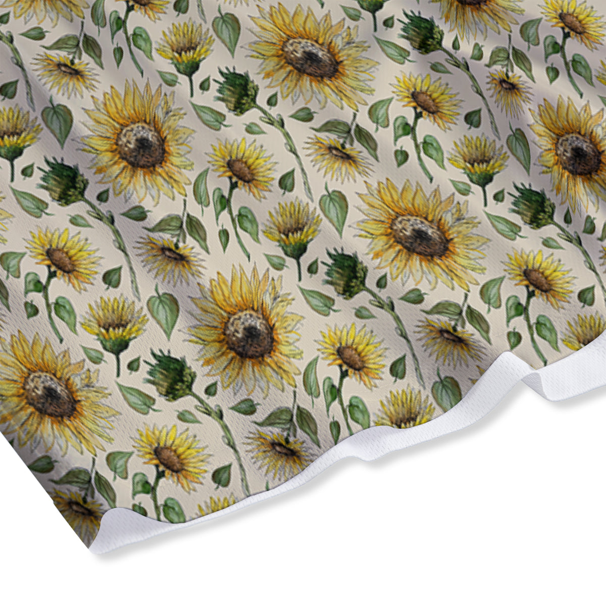 Watercolor Sunflower Beige Print Pattern Mesh Shorts-grizzshop