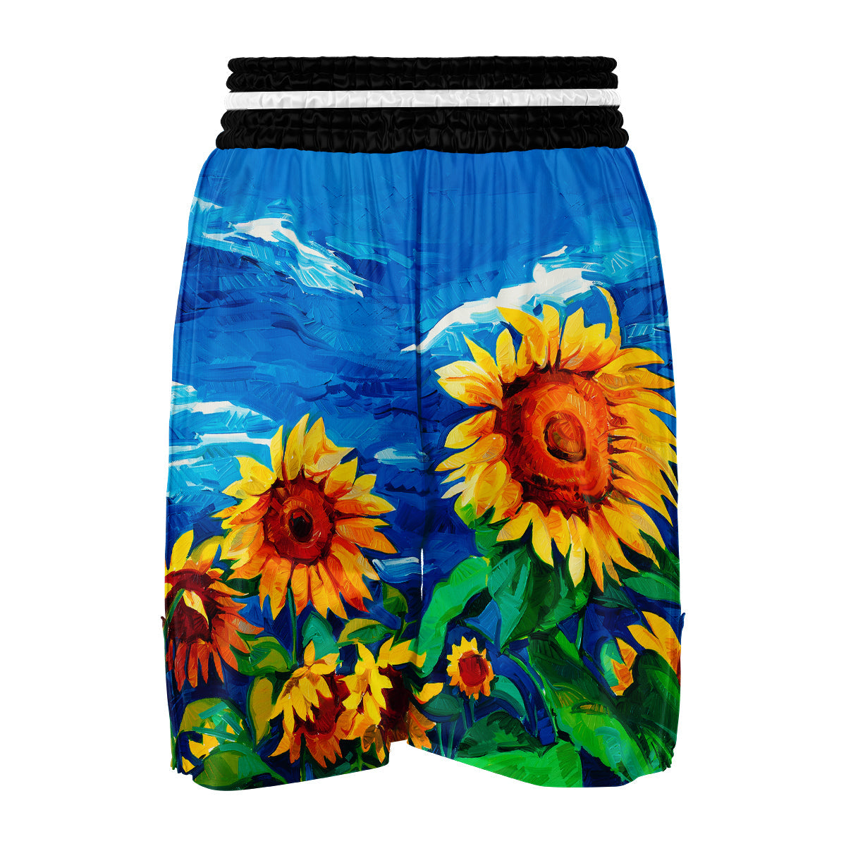 Watercolor Sunflower Boxing Shorts-grizzshop