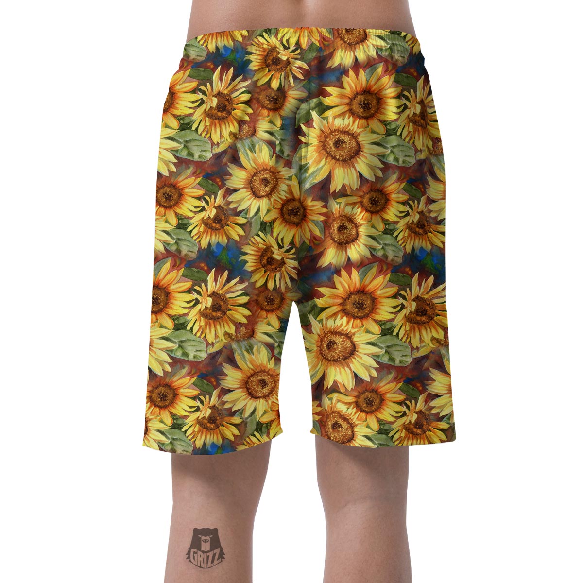 Watercolor Sunflower Men's Shorts-grizzshop
