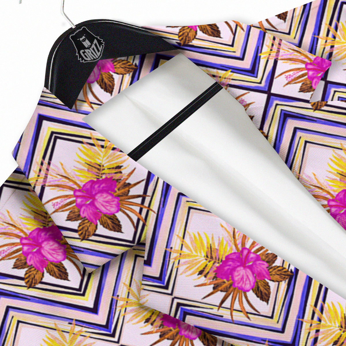 Watercolor Tropical Flower Zigzag Print Pattern Men's Sport Coat-grizzshop
