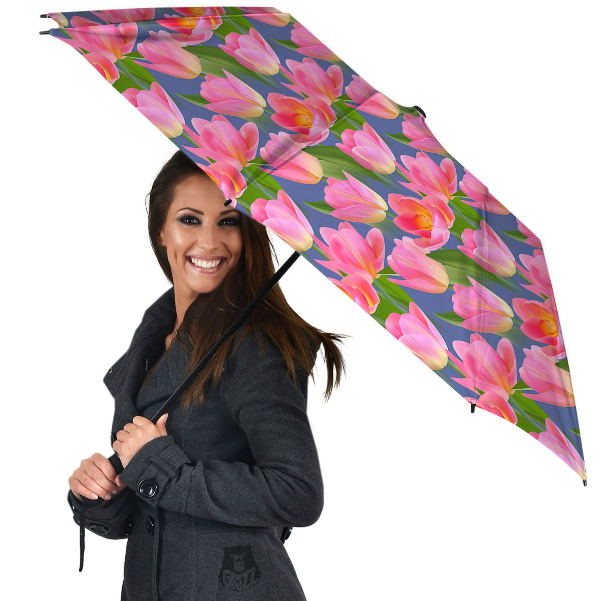 Watercolor Tulip Pink Print Pattern Umbrella-grizzshop