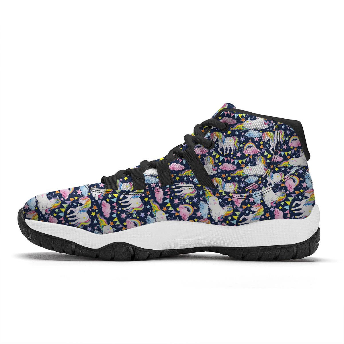 Watercolor Unicorn Black Bball Shoes-grizzshop