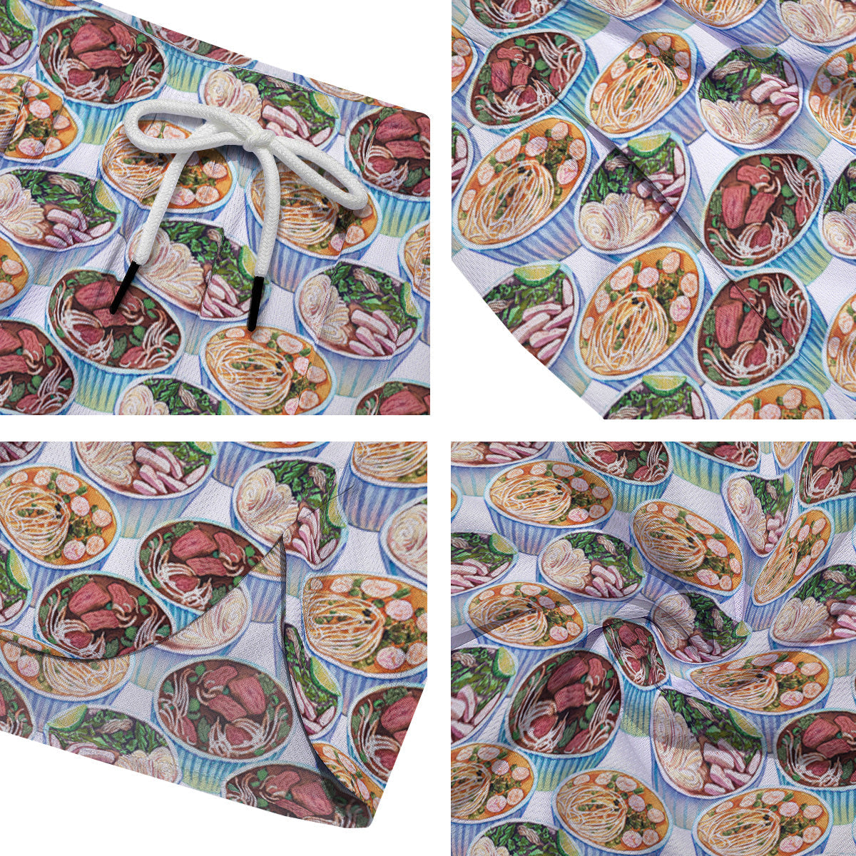 Watercolor Vietnamese Pho Print Pattern Men's Running Shorts-grizzshop
