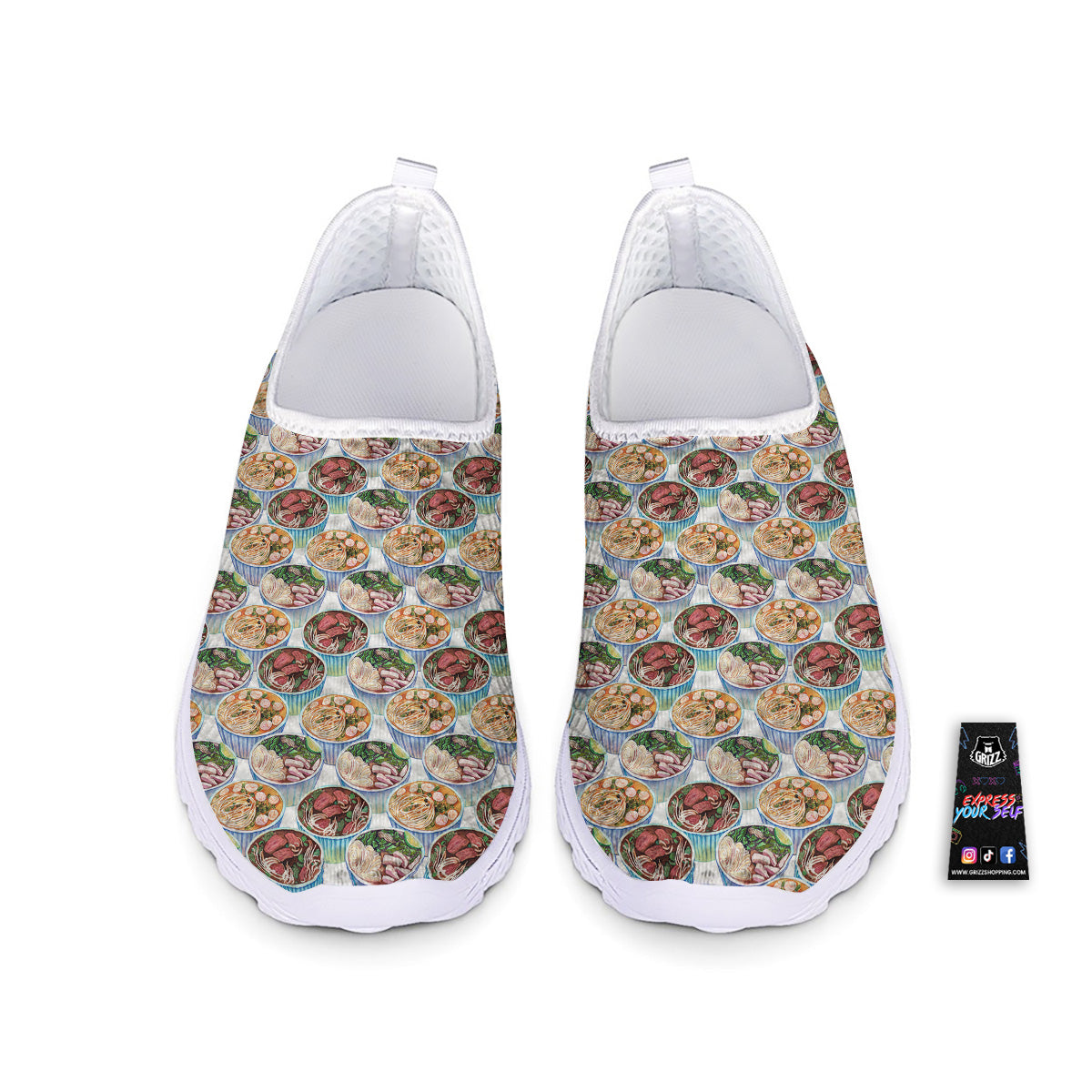 Watercolor Vietnamese Pho Print Pattern Nurse Shoes-grizzshop
