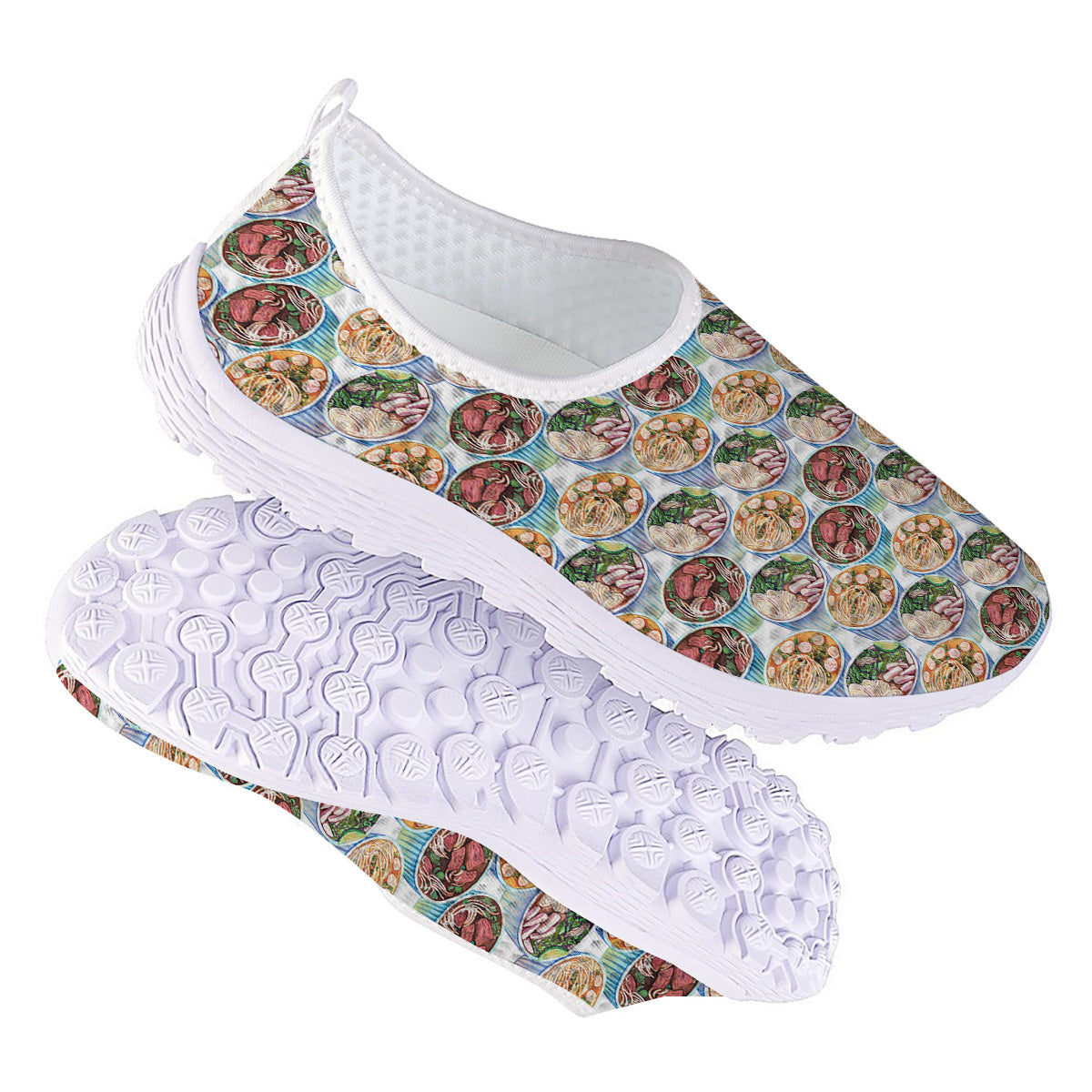 Watercolor Vietnamese Pho Print Pattern Nurse Shoes-grizzshop