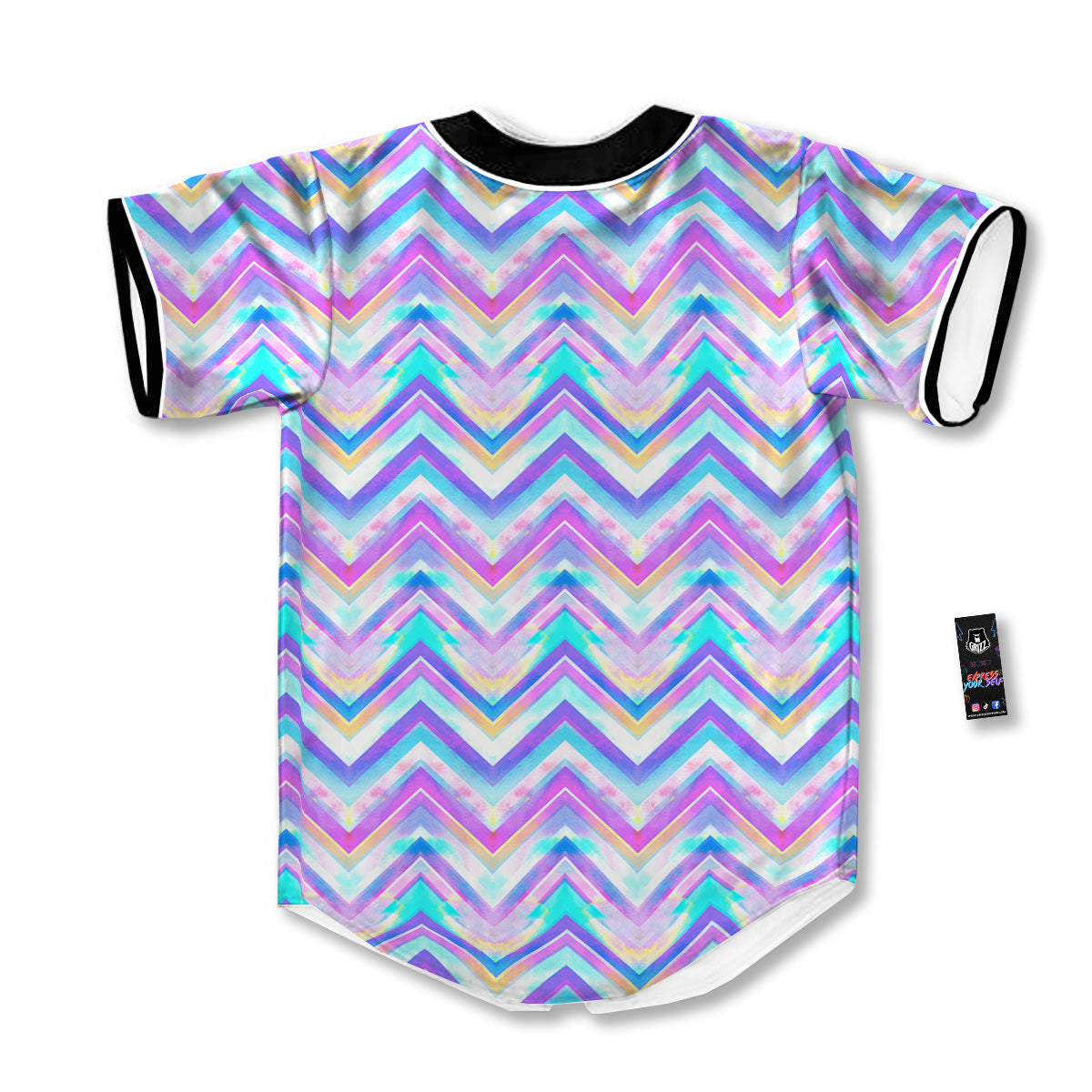 Watercolor Zig Zag Ornament Print Pattern Baseball Jersey-grizzshop