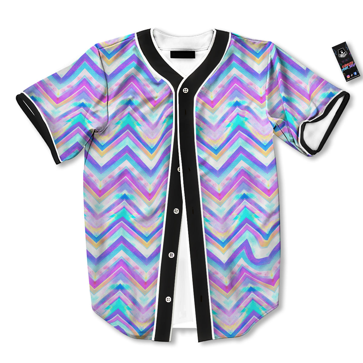 Watercolor Zig Zag Ornament Print Pattern Baseball Jersey-grizzshop