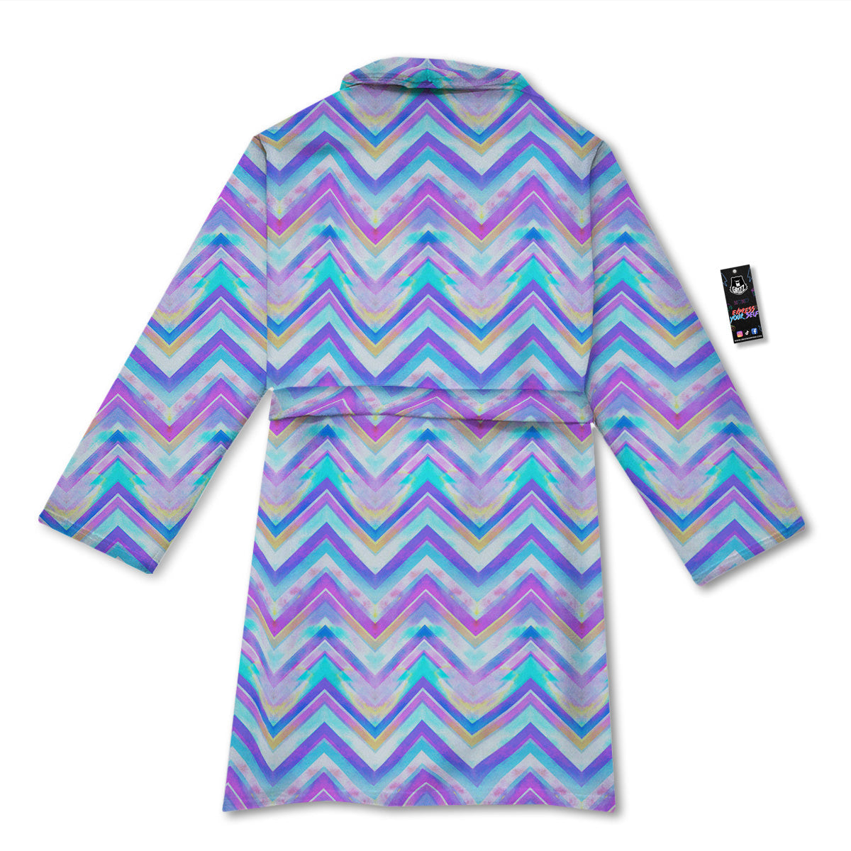 Watercolor Zig Zag Ornament Print Pattern Bathrobe-grizzshop